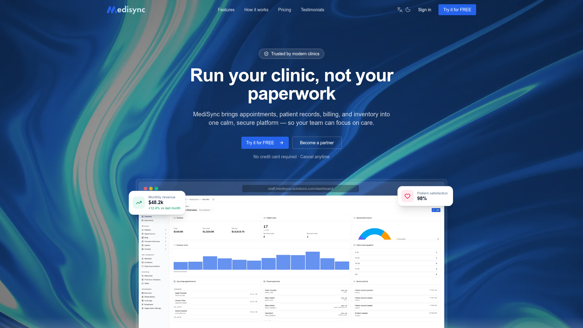 Medisync Solutions dashboard preview